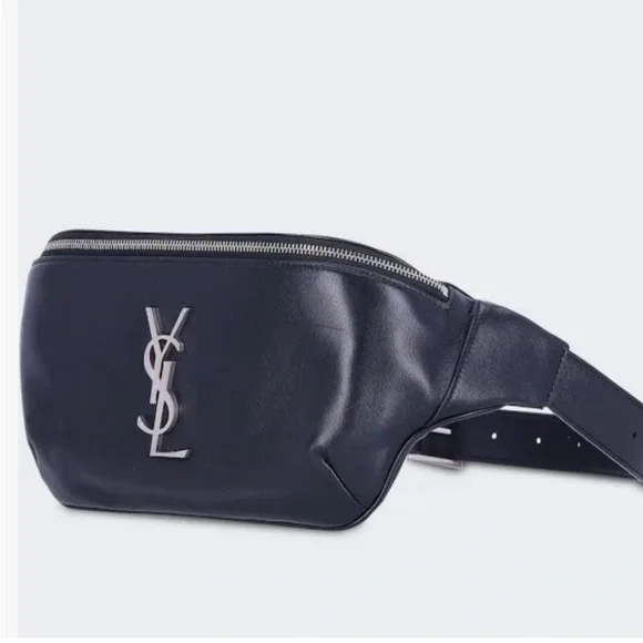 Yves Saint Laurent Cassandre Black Leather Belt Bag - Picture 6 of 7